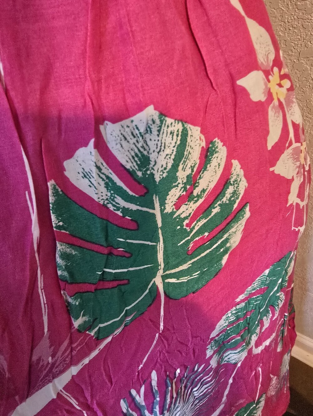 Fuchsia Floral Maxi Dress with Crochet V-Neck - Picture 3 of 4